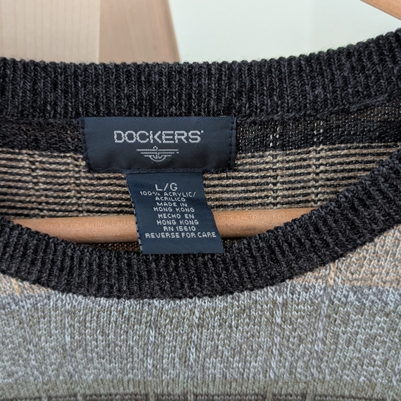 Vintage 90's Striped Crewneck Sweater In Charcoal/Ivory/Green/Lt. Blue - Picture 10 of 10